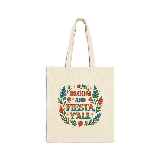 Bloom and Fiesta, Y’all – Texas Wildflower Canvas Tote Bag