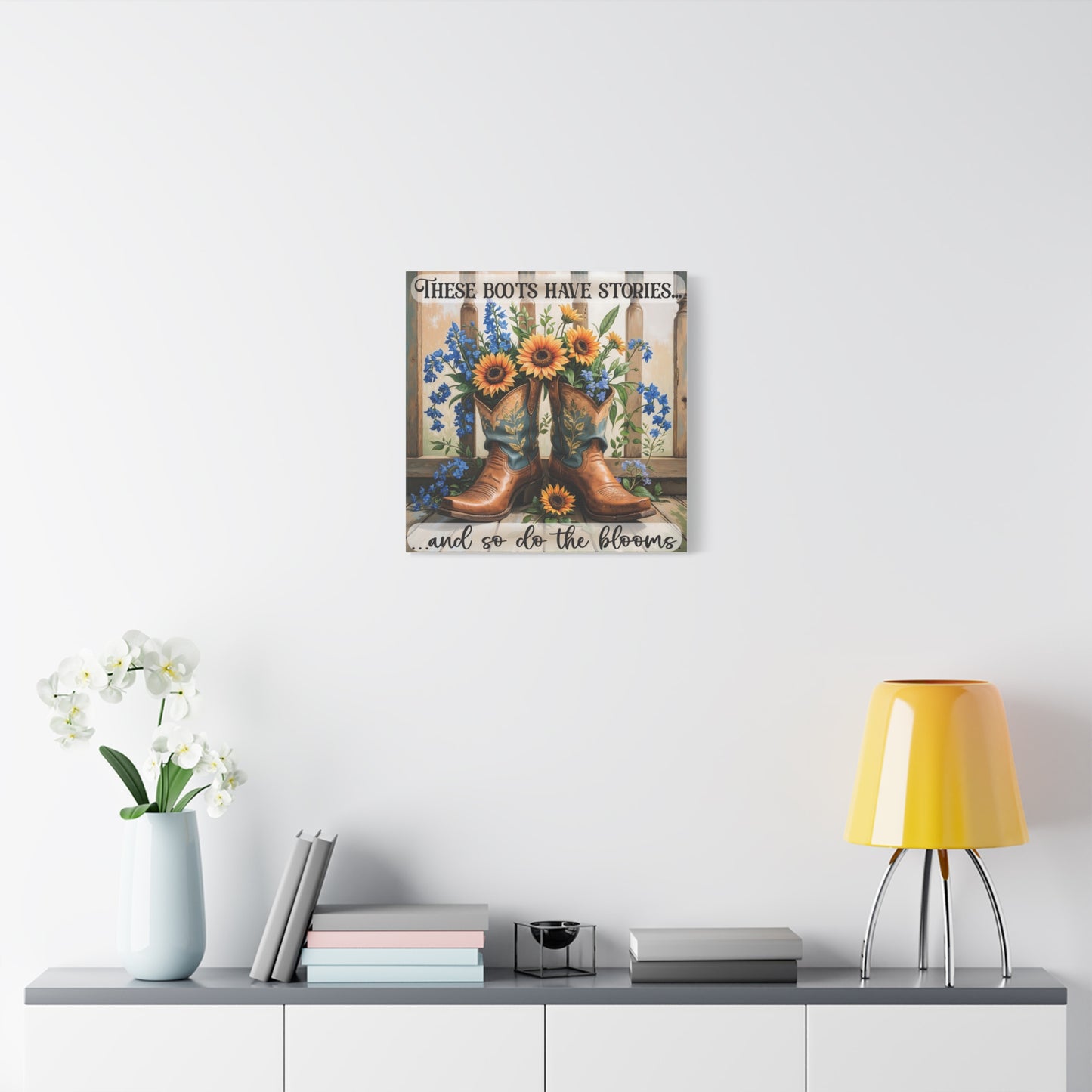 These Boots Have Stories – Premium Square Canvas Wall Art