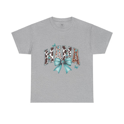 Unisex Tee - Mama Coquette Cow Turquoise Bow - Motor Girl Boutique
