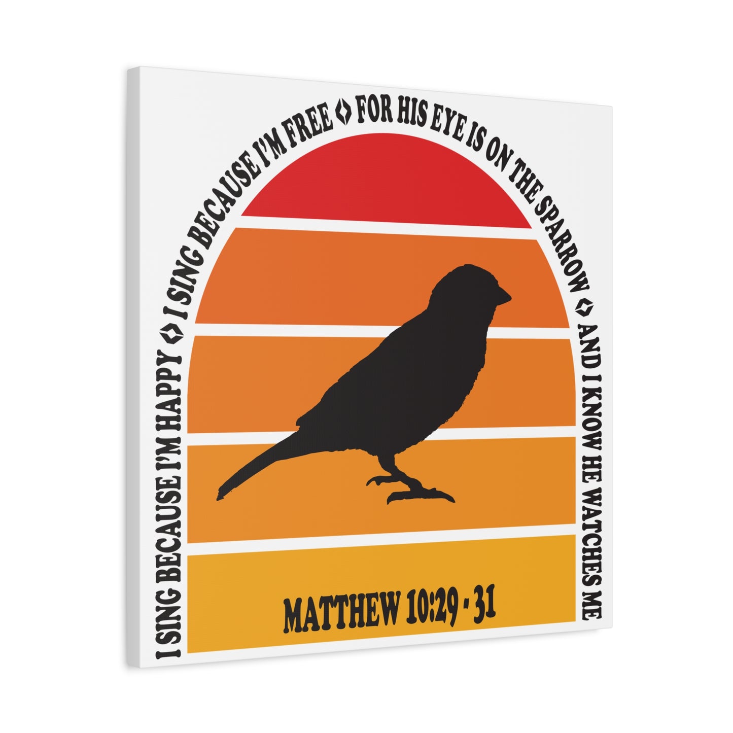 Inspirational Canvas Wall Art – "I Sing Because I'm Happy" with Sparrow