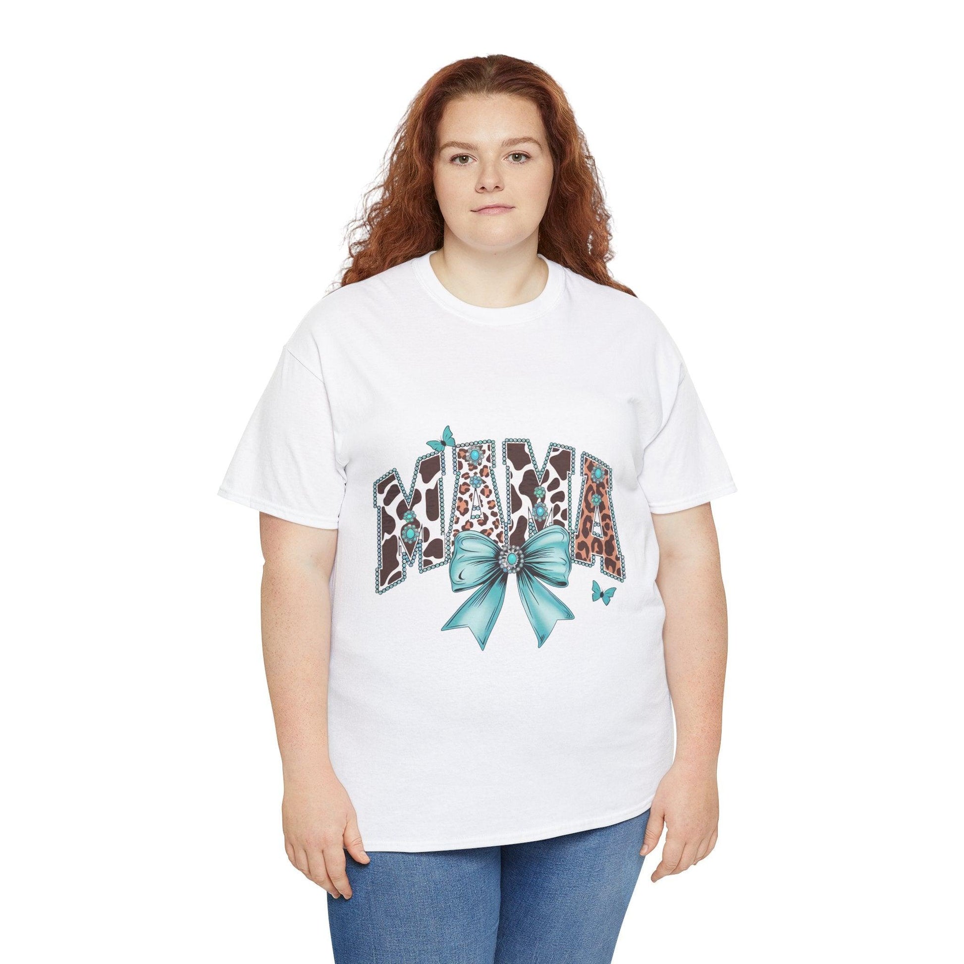 Unisex Tee - Mama Coquette Cow Turquoise Bow - Motor Girl Boutique