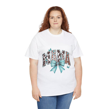 Unisex Tee - Mama Coquette Cow Turquoise Bow - Motor Girl Boutique