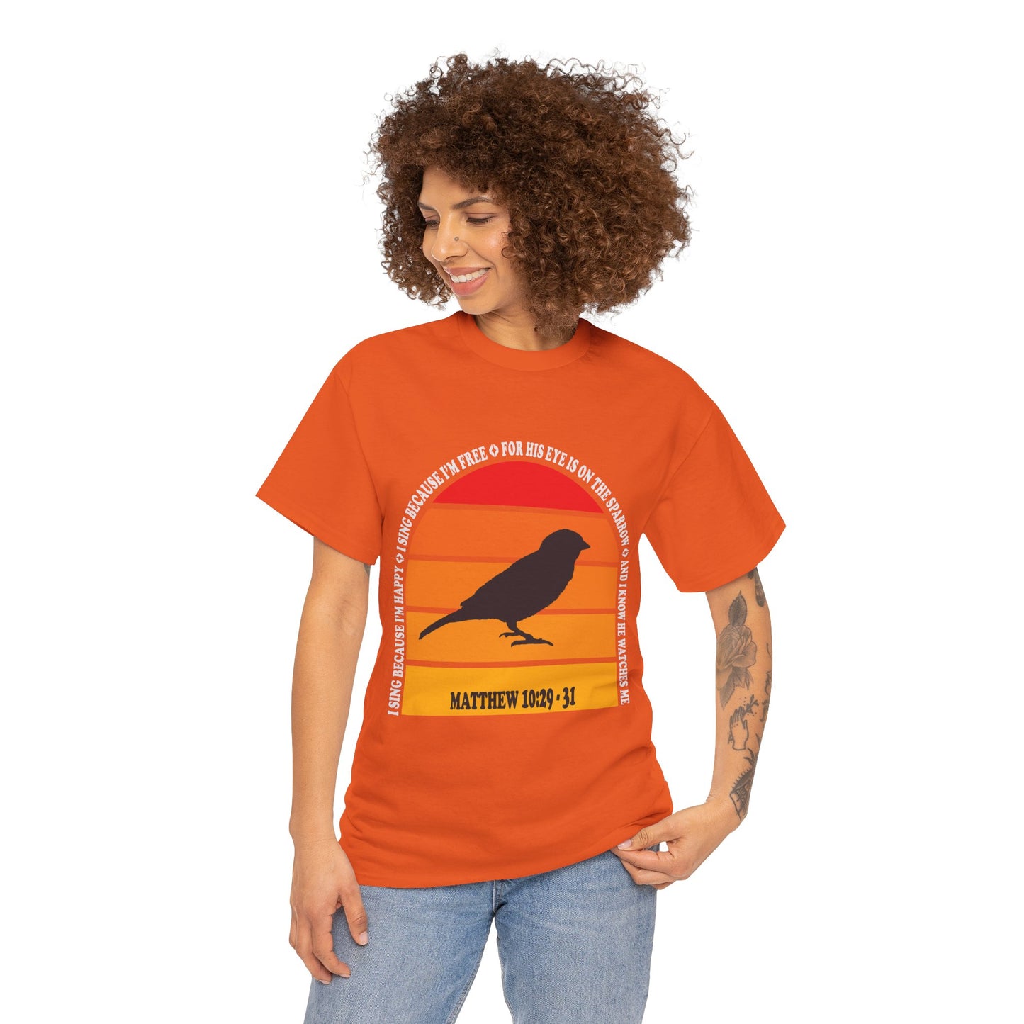 His Eye is On the Sparrow Color Band Unisex Tee