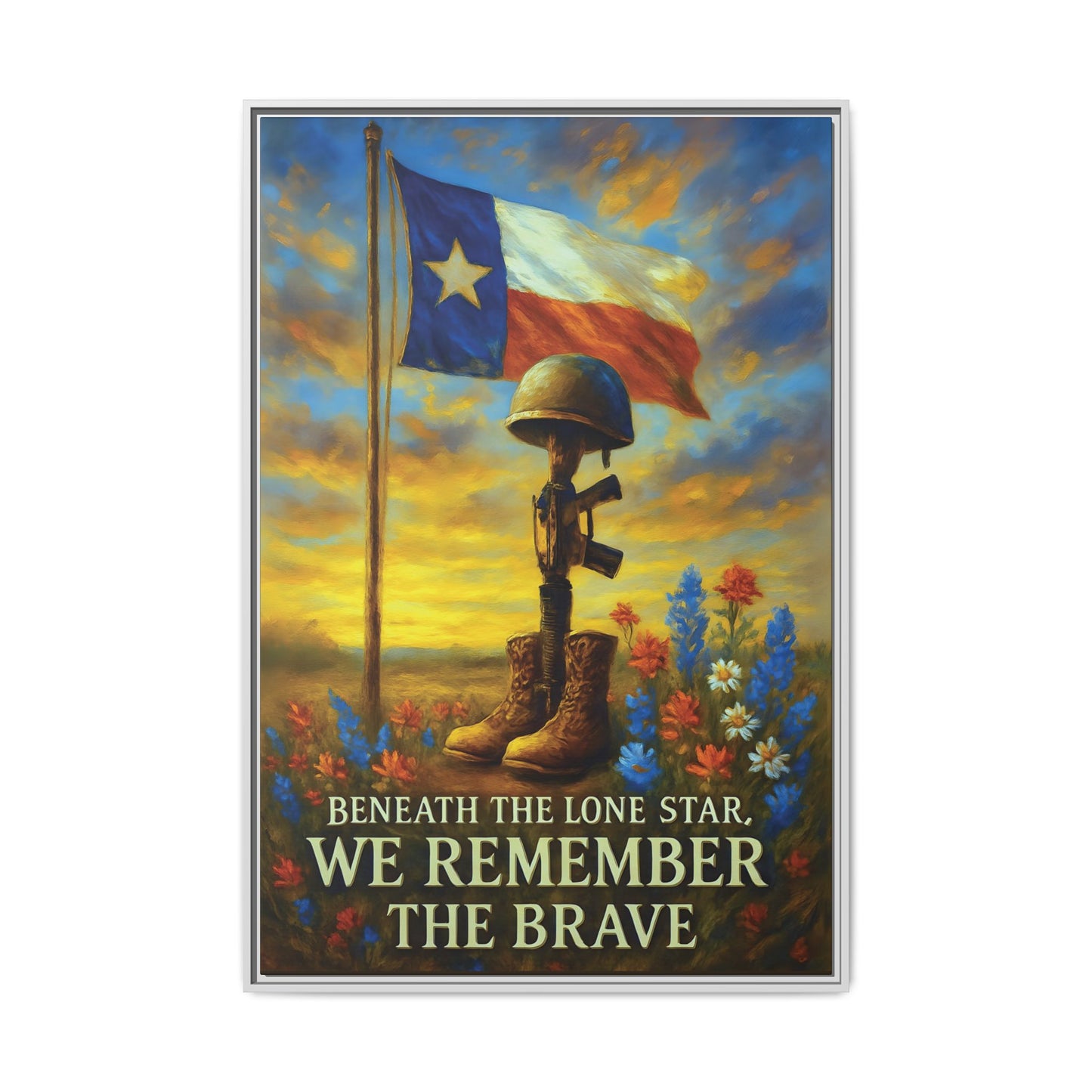 Beneath the Lone Star – Framed Texas Tribute Canvas Art