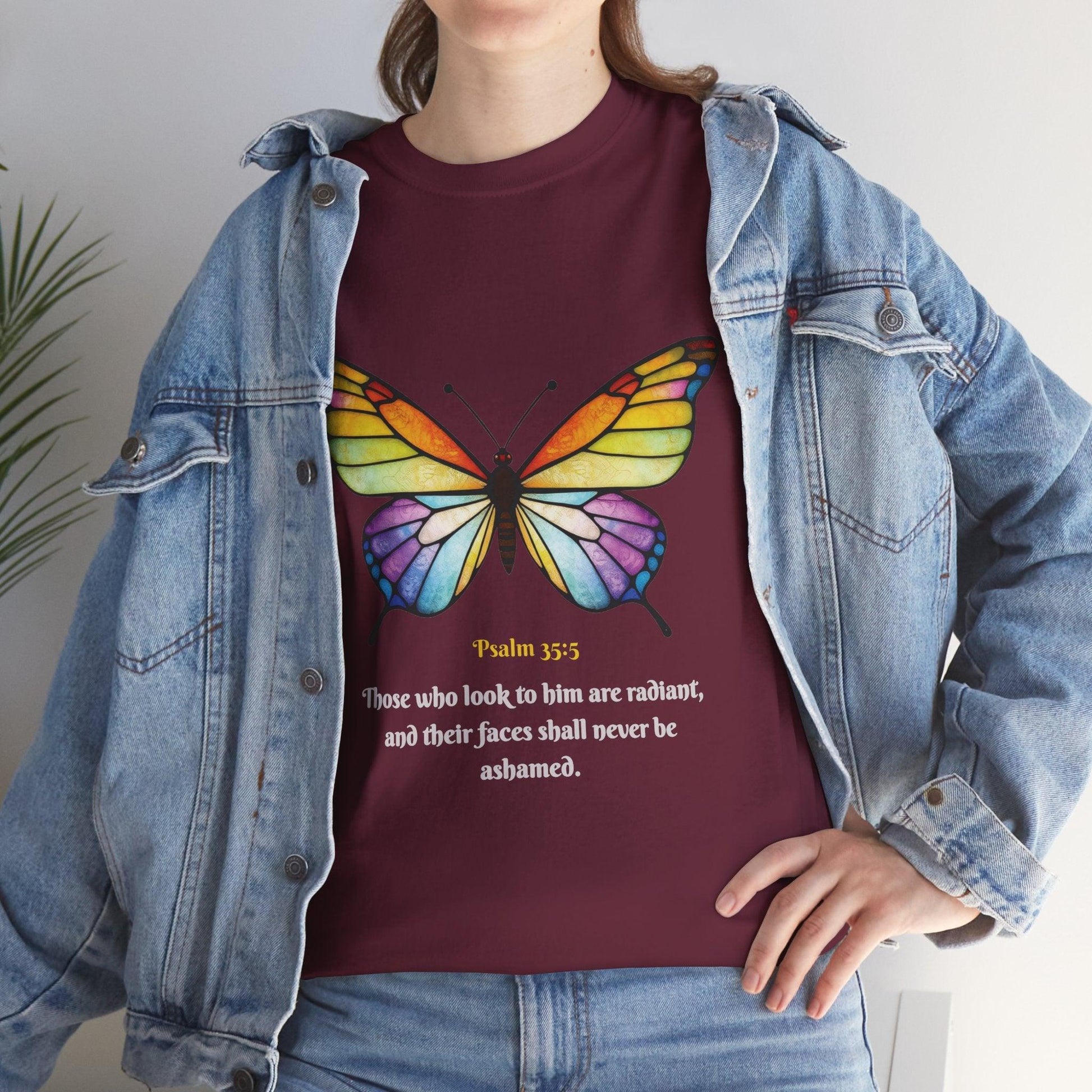 Psalm 35:5 Stained-Glass Butterfly Christian Tee - Motor Girl Boutique