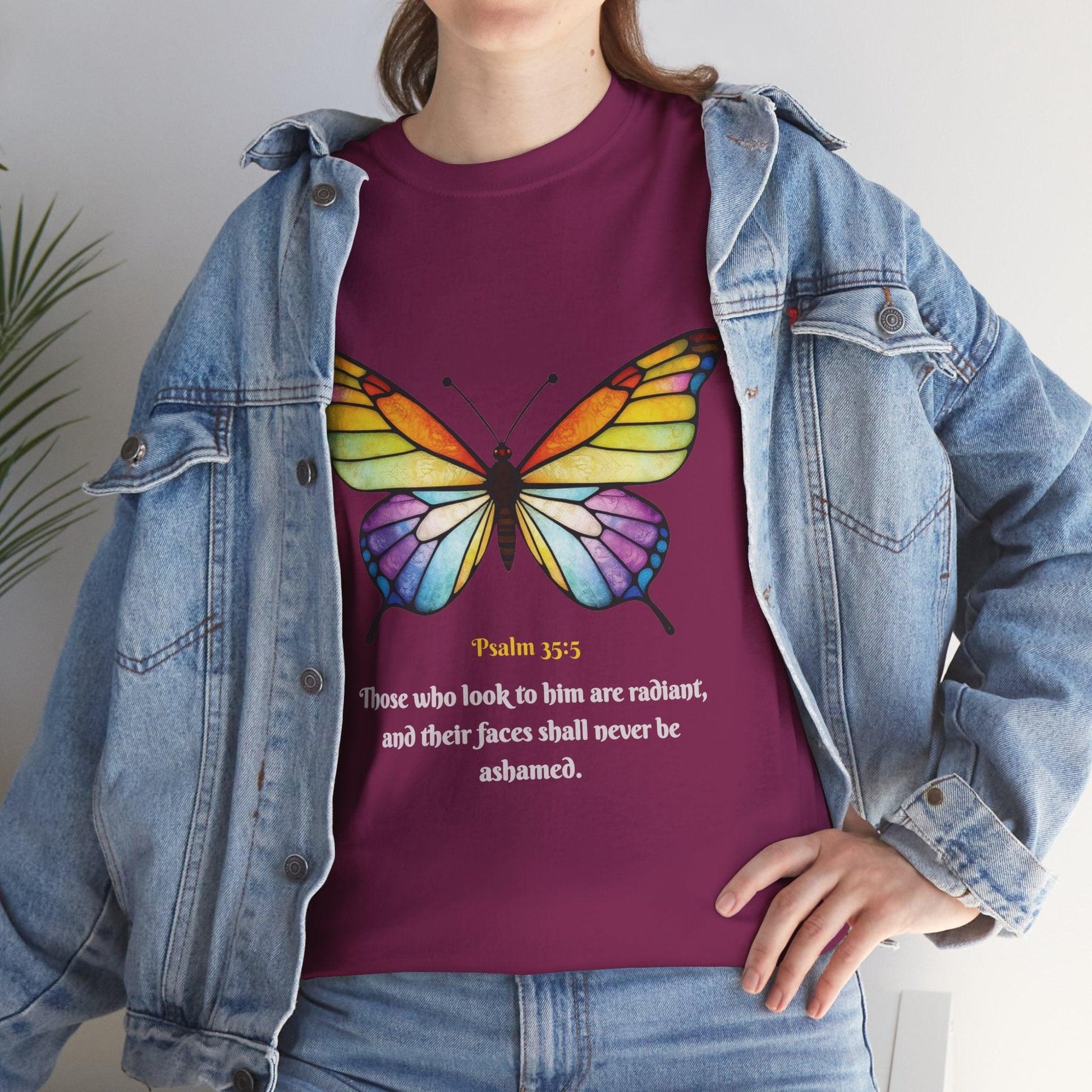 Psalm 35:5 Stained-Glass Butterfly Christian Tee - Motor Girl Boutique