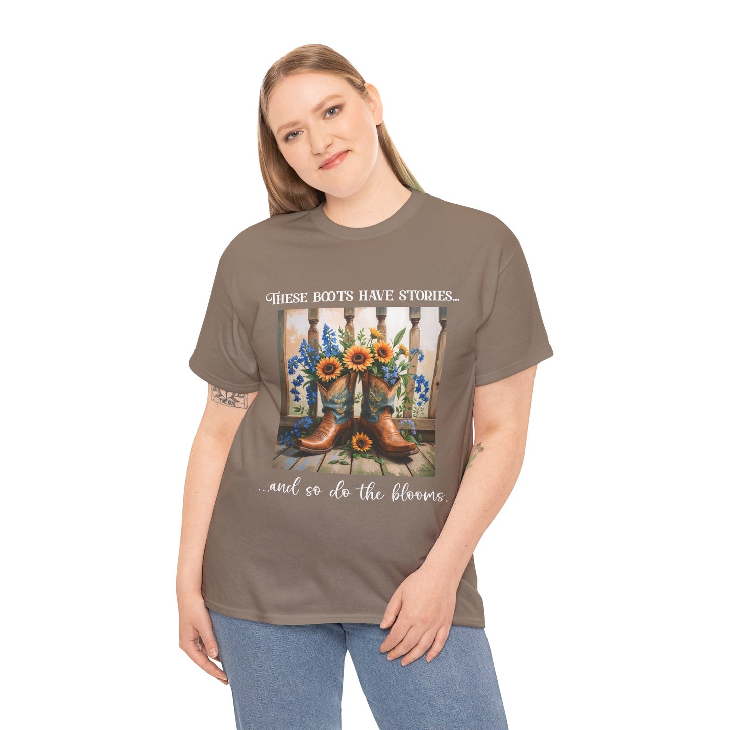These Boots Have Stories... And So Do the Blooms – Gildan 5000 T-Shirt