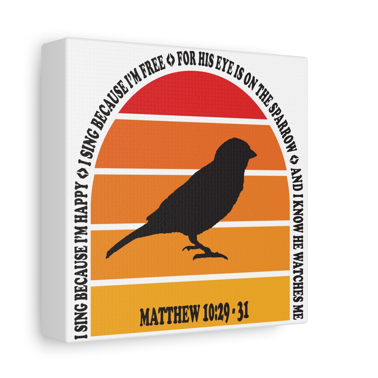 Inspirational Canvas Wall Art – "I Sing Because I'm Happy" with Sparrow