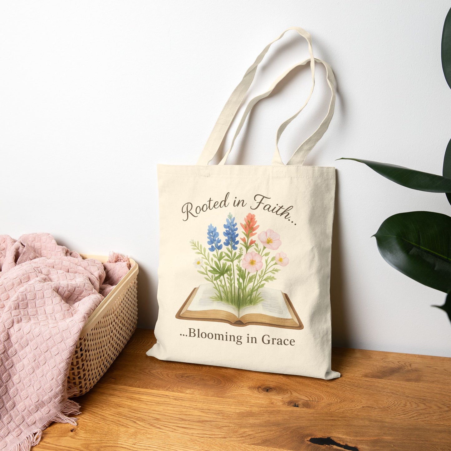 Rooted in Faith Canvas Tote Bag