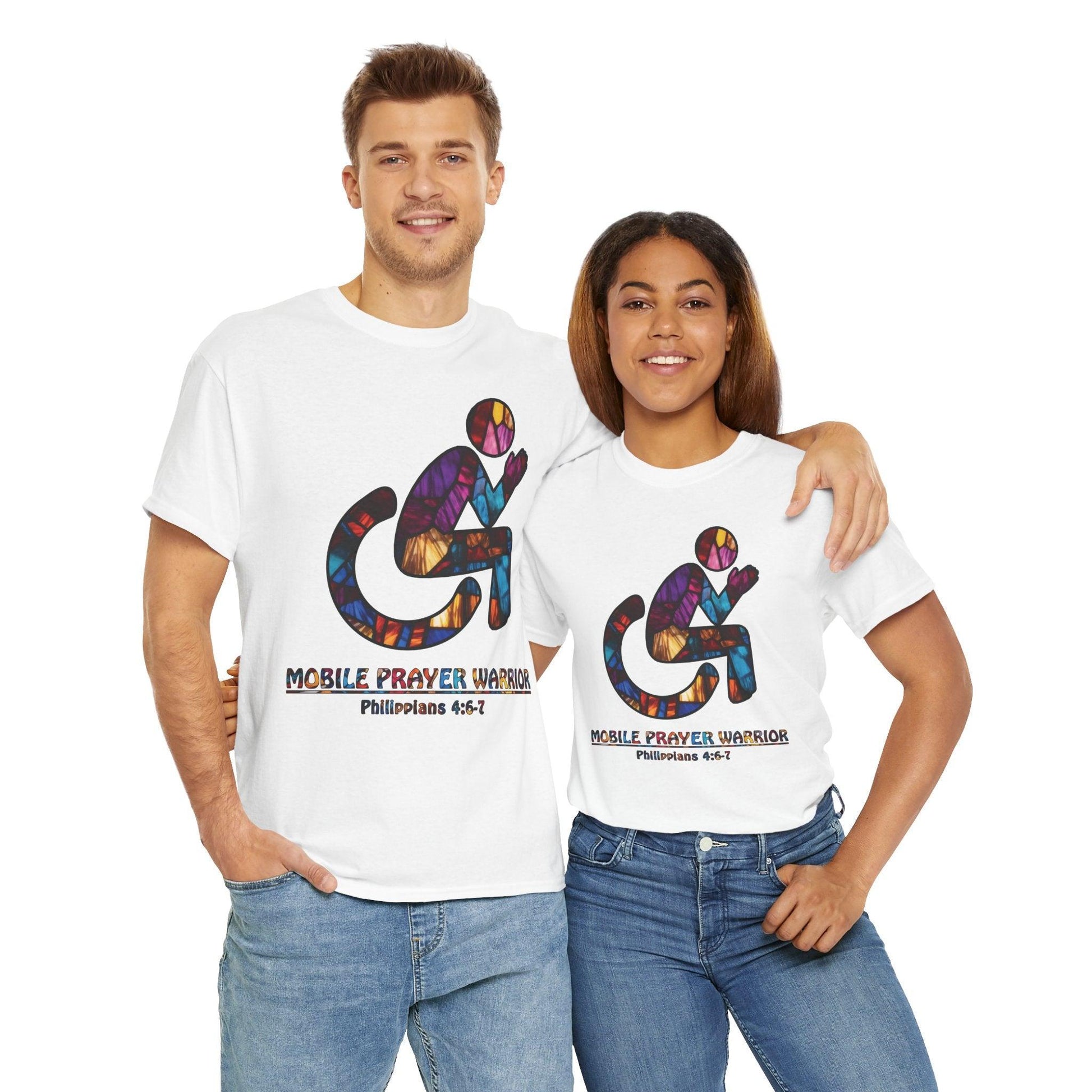 Christian Unisex Tee - Mobile Prayer Warrior Wheelchair Philippians 4:5-7 Tee - Motor Girl Boutique