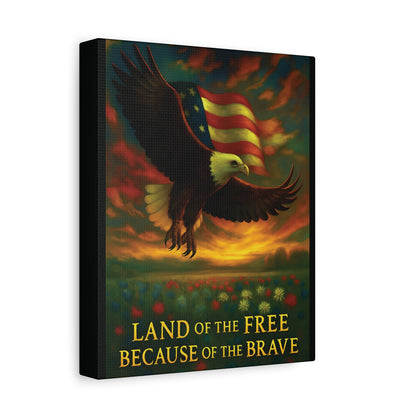 Land of the Free Because of the Brave – Patriotic Canvas Wall Art