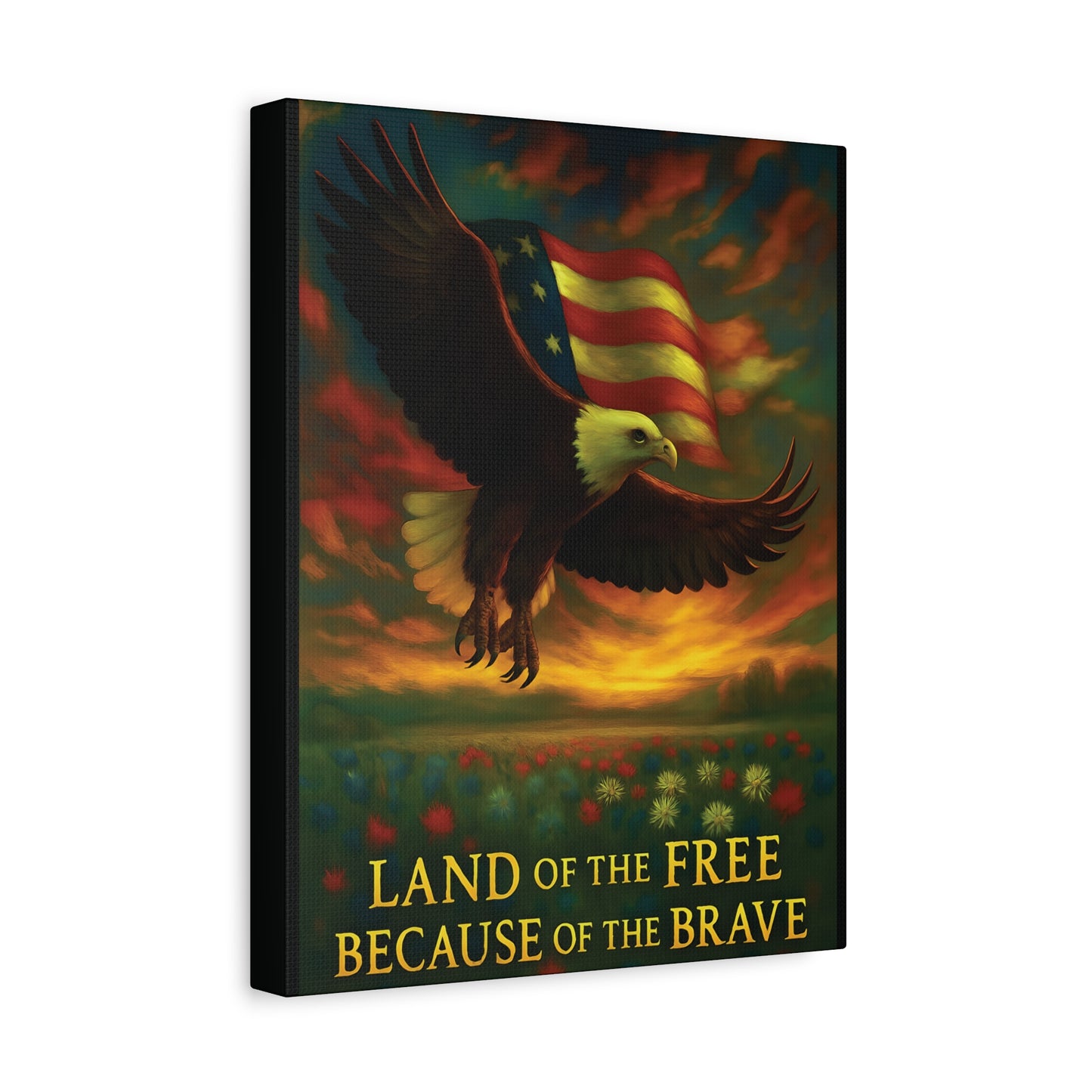 Land of the Free Because of the Brave – Patriotic Canvas Wall Art