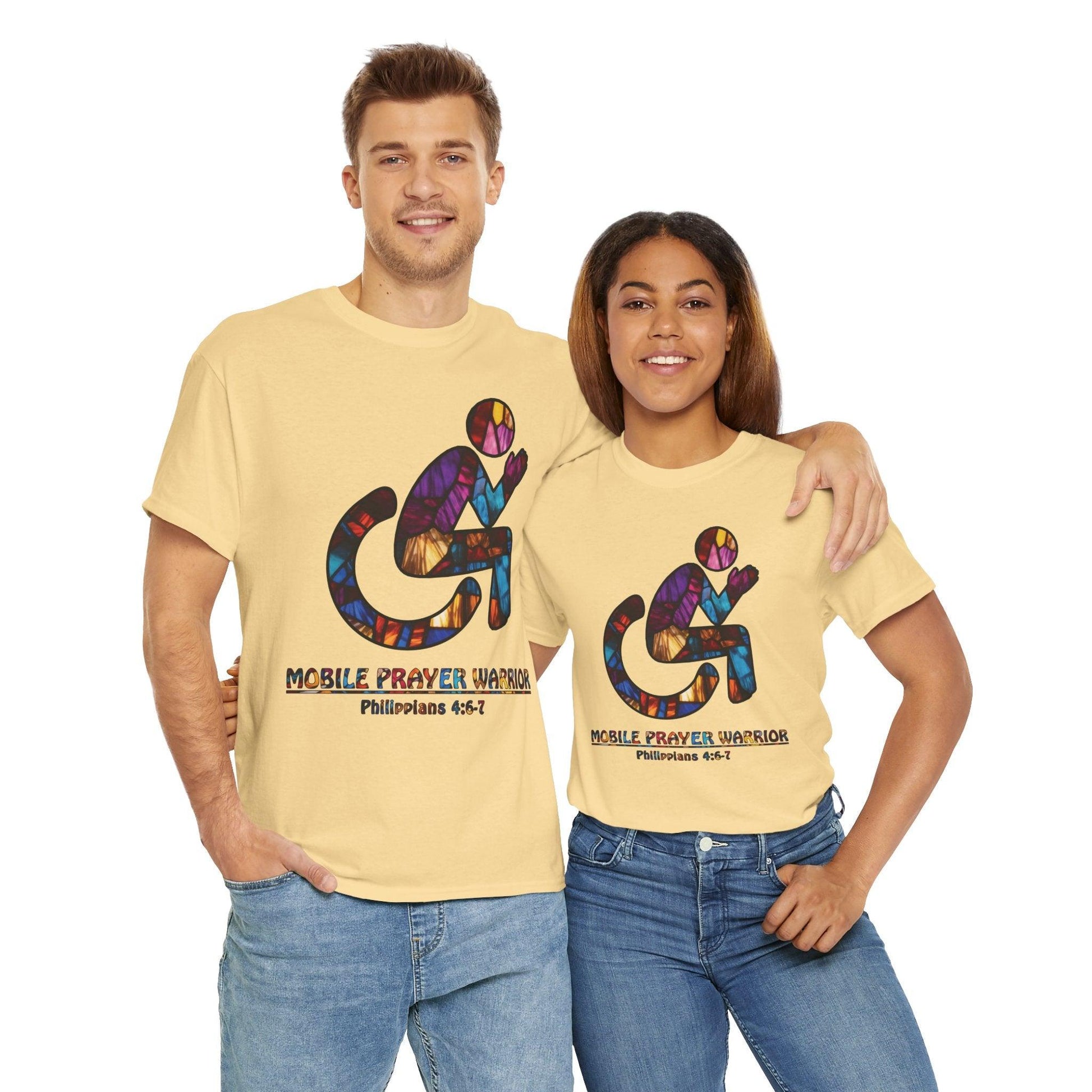 Christian Unisex Tee - Mobile Prayer Warrior Wheelchair Philippians 4:5-7 Tee - Motor Girl Boutique