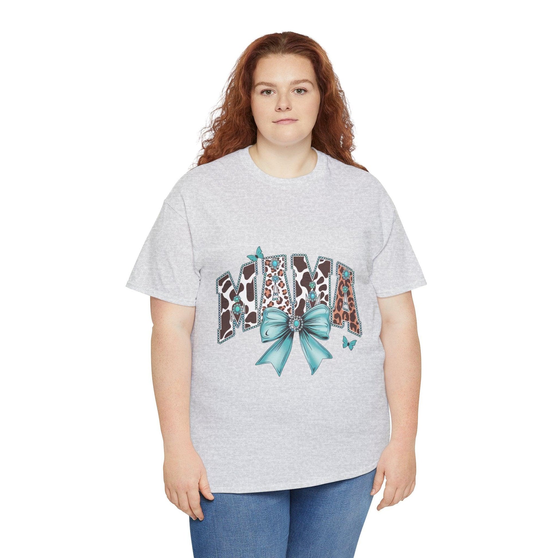 Unisex Tee - Mama Coquette Cow Turquoise Bow - Motor Girl Boutique