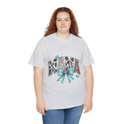 Unisex Tee - Mama Coquette Cow Turquoise Bow - Motor Girl Boutique
