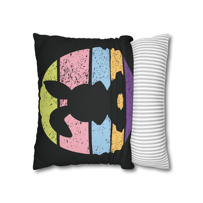 Retro Bunny Color Band Pillowcase – Double the Cuteness, Front and Back
