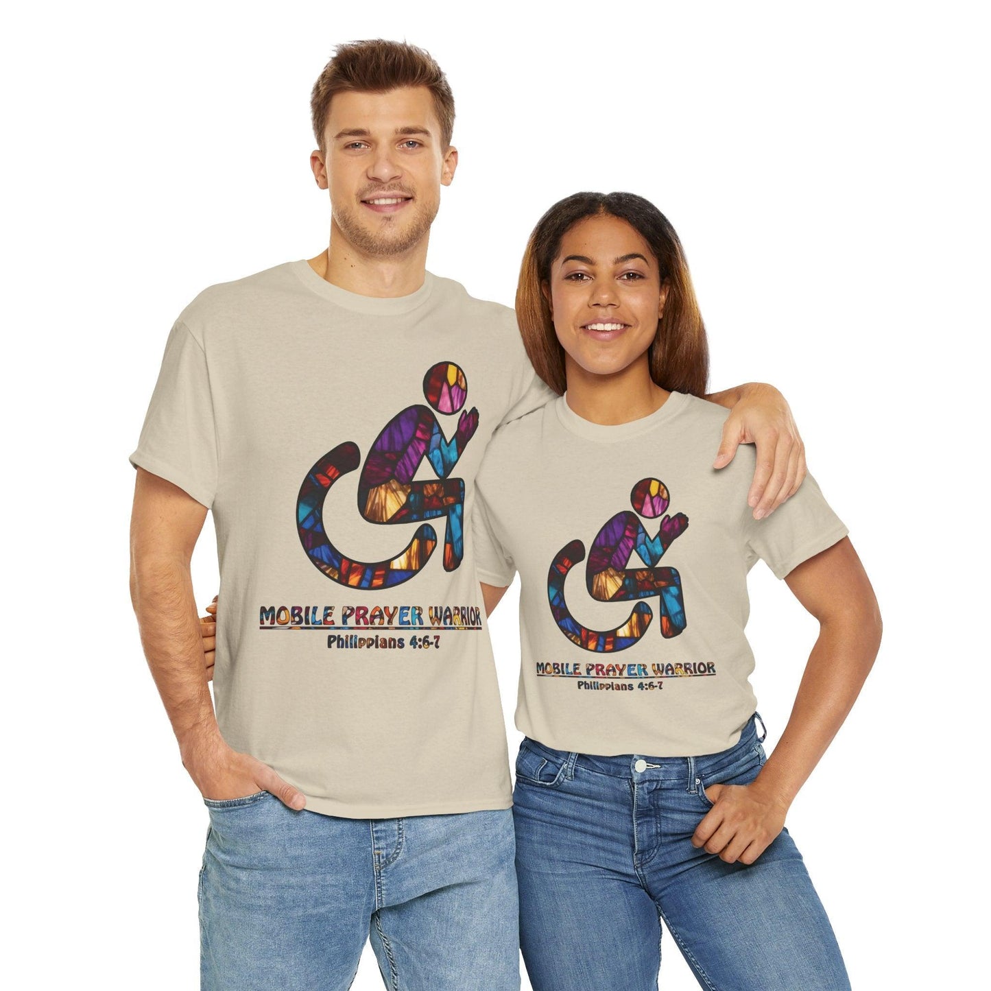 Christian Unisex Tee - Mobile Prayer Warrior Wheelchair Philippians 4:5-7 Tee - Motor Girl Boutique