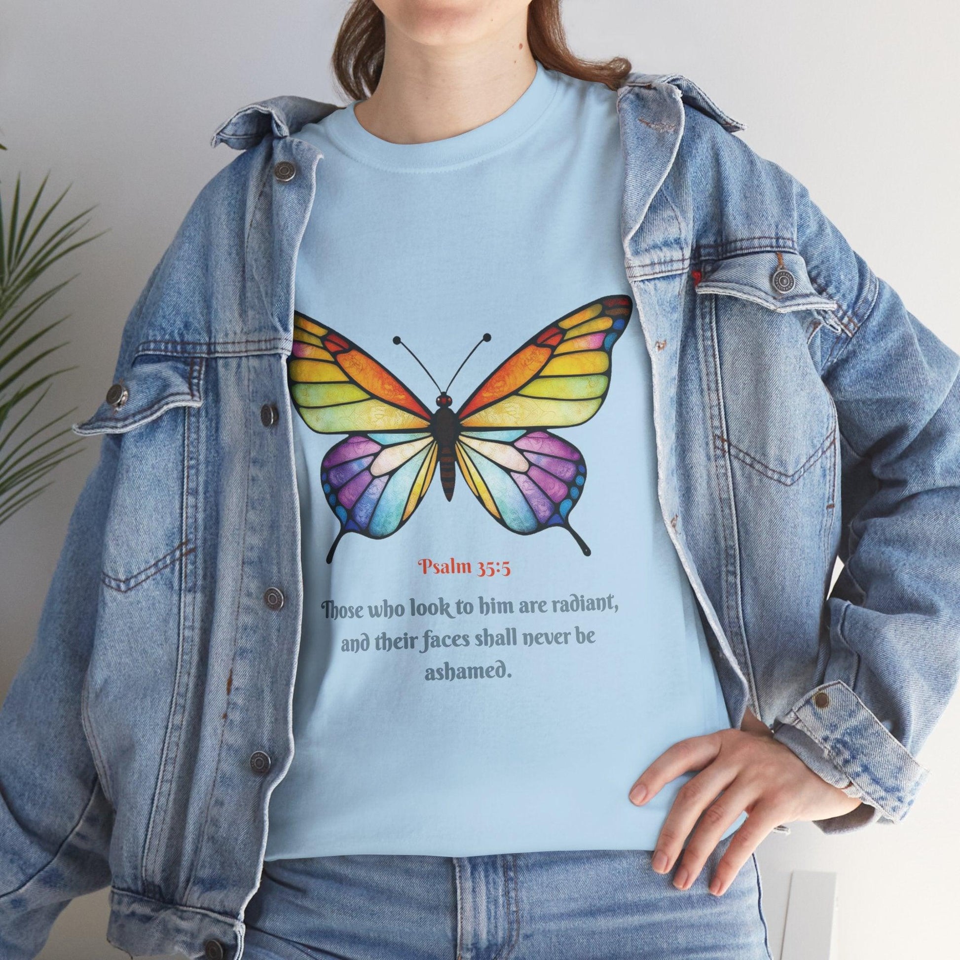 Psalm 35:5 Stained-Glass Butterfly Christian Tee - Motor Girl Boutique