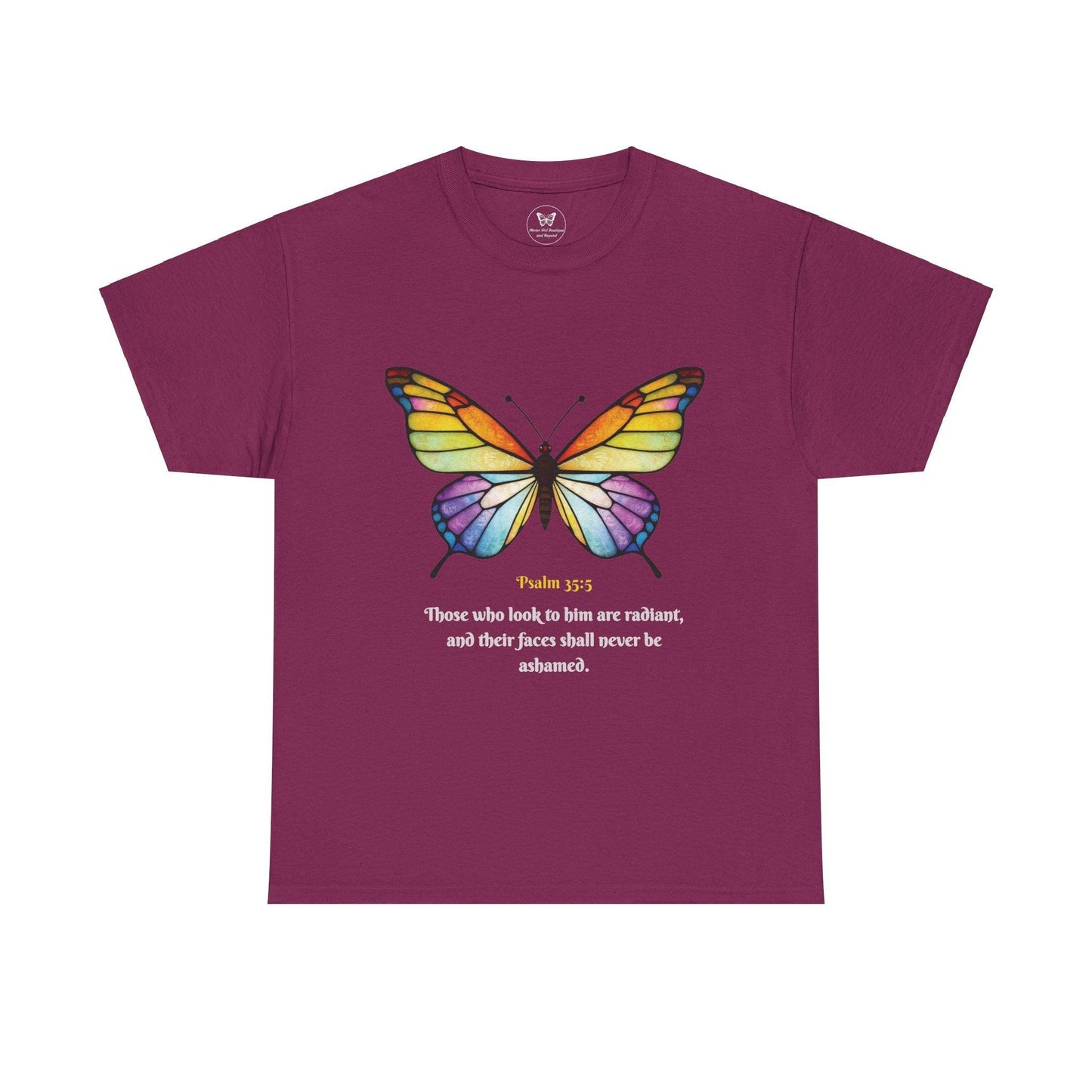 Psalm 35:5 Stained-Glass Butterfly Christian Tee - Motor Girl Boutique