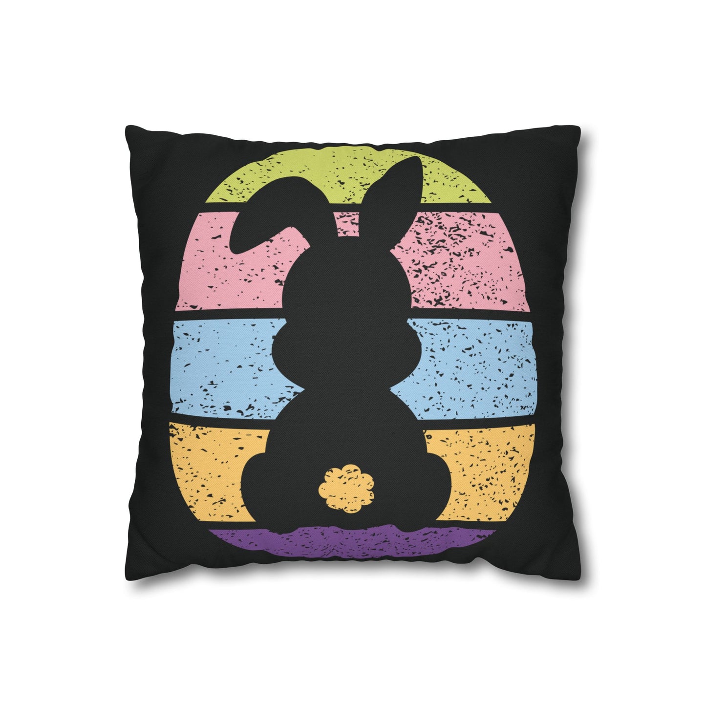 Retro Bunny Color Band Pillowcase – Double the Cuteness, Front and Back