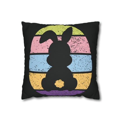 Retro Bunny Color Band Pillowcase – Double the Cuteness, Front and Back