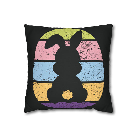 Retro Bunny Color Band Pillowcase – Double the Cuteness, Front and Back