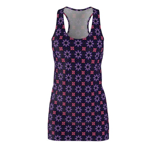 Racerback Dress - Purple and Pink Geometric Pattern - Motor Girl Boutique