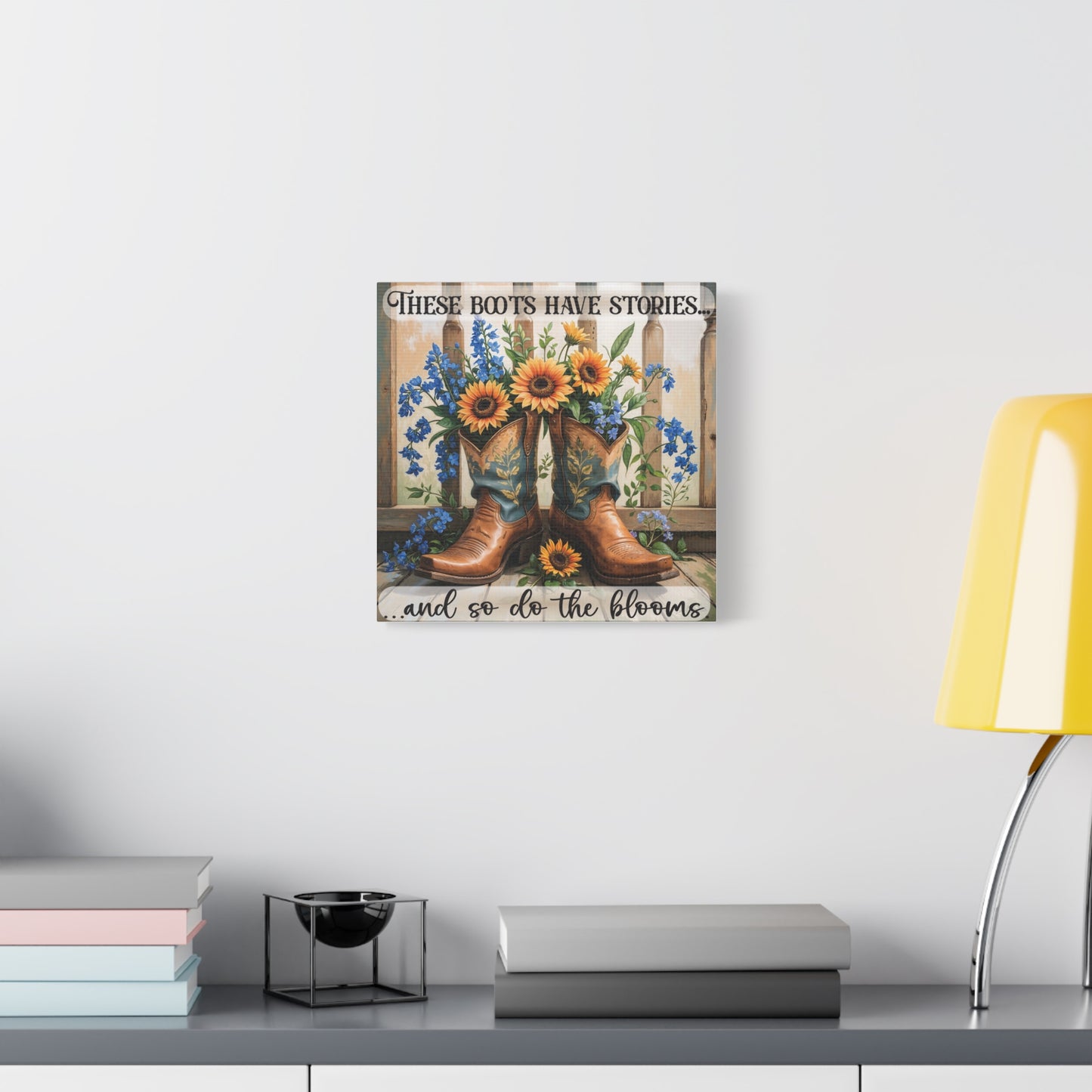 These Boots Have Stories – Premium Square Canvas Wall Art