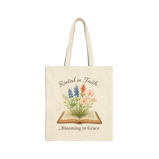 Rooted in Faith Canvas Tote Bag