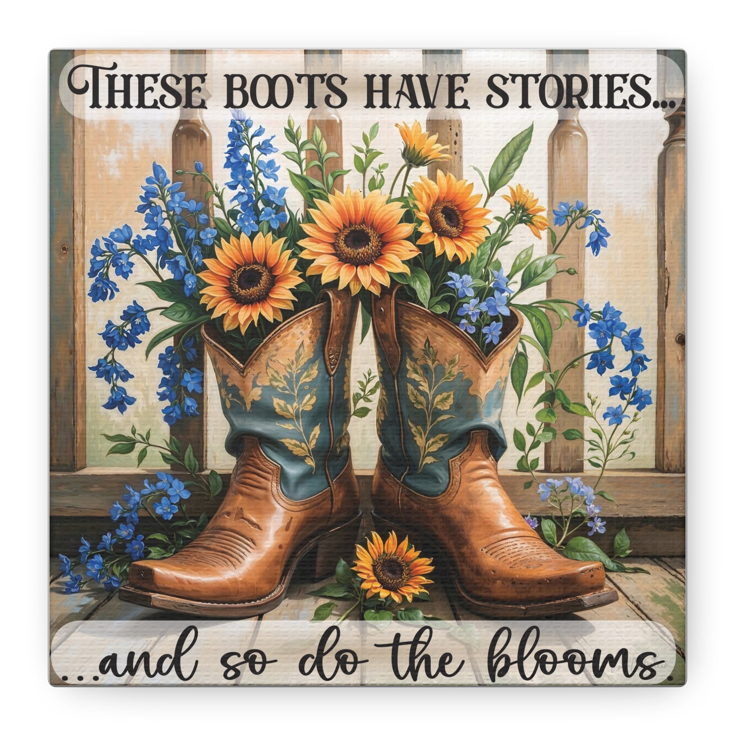 These Boots Have Stories – Premium Square Canvas Wall Art