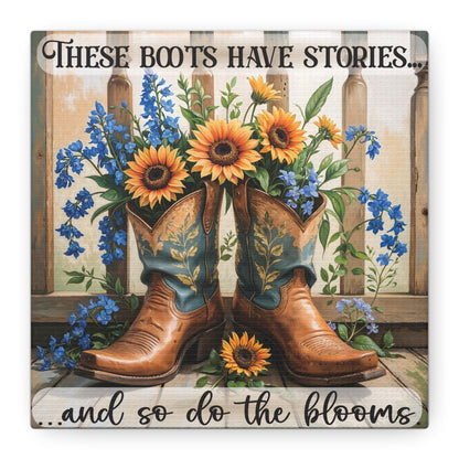 These Boots Have Stories – Premium Square Canvas Wall Art