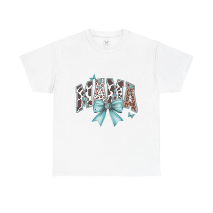 Unisex Tee - Mama Coquette Cow Turquoise Bow - Motor Girl Boutique
