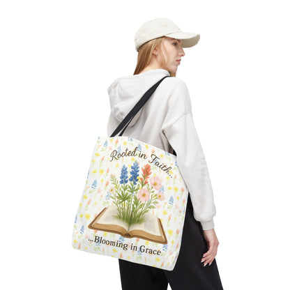 Rooted in Faith Tote Bag - Blooming in Grace Floral Design