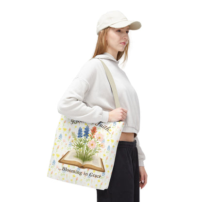 Rooted in Faith Tote Bag - Blooming in Grace Floral Design