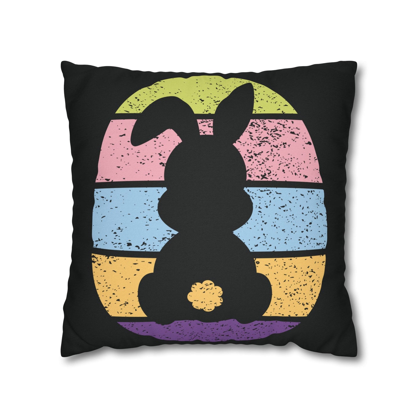 Retro Bunny Color Band Pillowcase – Double the Cuteness, Front and Back