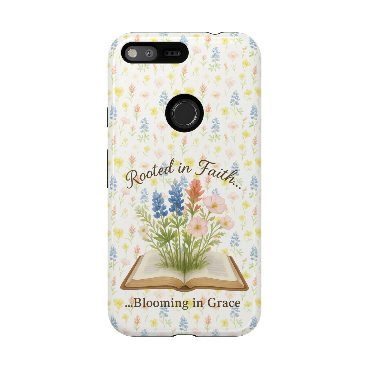 Rooted in Faith, Blooming in Grace Phone Case – Floral Scripture Design for iPhone & Samsung