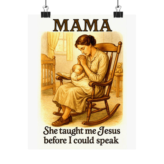 Mama – She Taught Me Jesus Before I Could Speak | Faithful Motherhood Wall Art Print