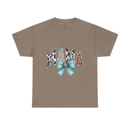 Unisex Tee - Mama Coquette Cow Turquoise Bow - Motor Girl Boutique