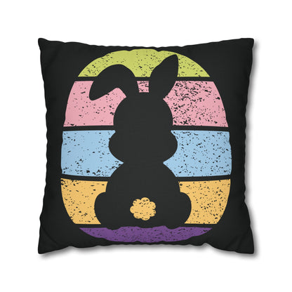Retro Bunny Color Band Pillowcase – Double the Cuteness, Front and Back