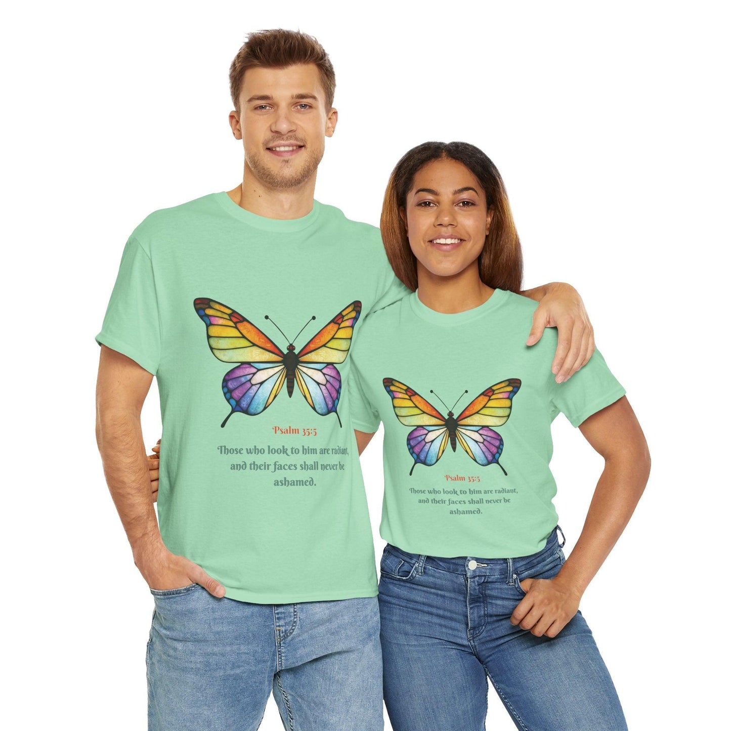 Psalm 35:5 Stained-Glass Butterfly Christian Tee - Motor Girl Boutique
