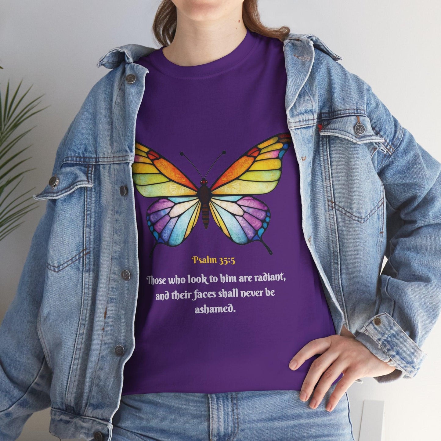 Psalm 35:5 Stained-Glass Butterfly Christian Tee - Motor Girl Boutique