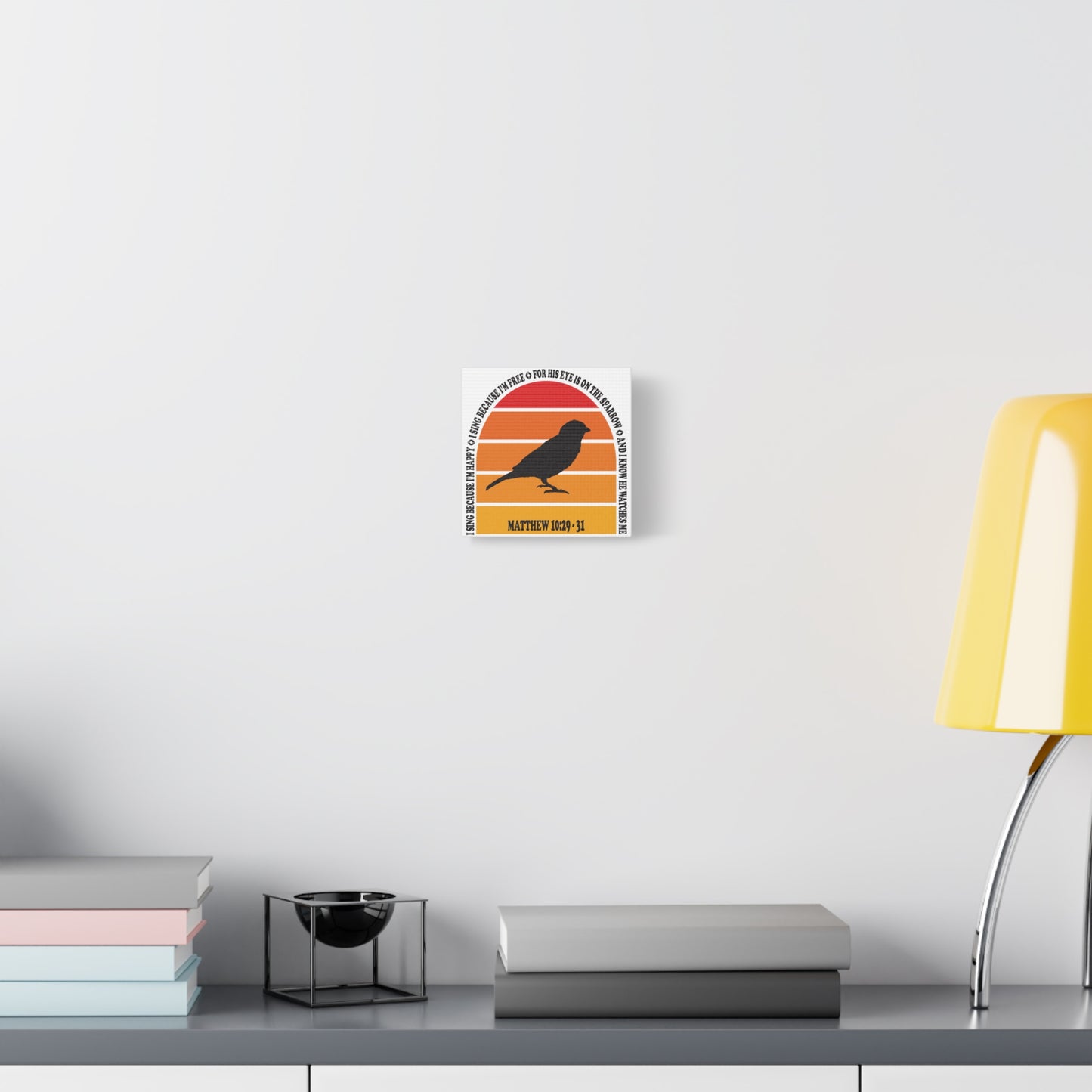 Inspirational Canvas Wall Art – "I Sing Because I'm Happy" with Sparrow