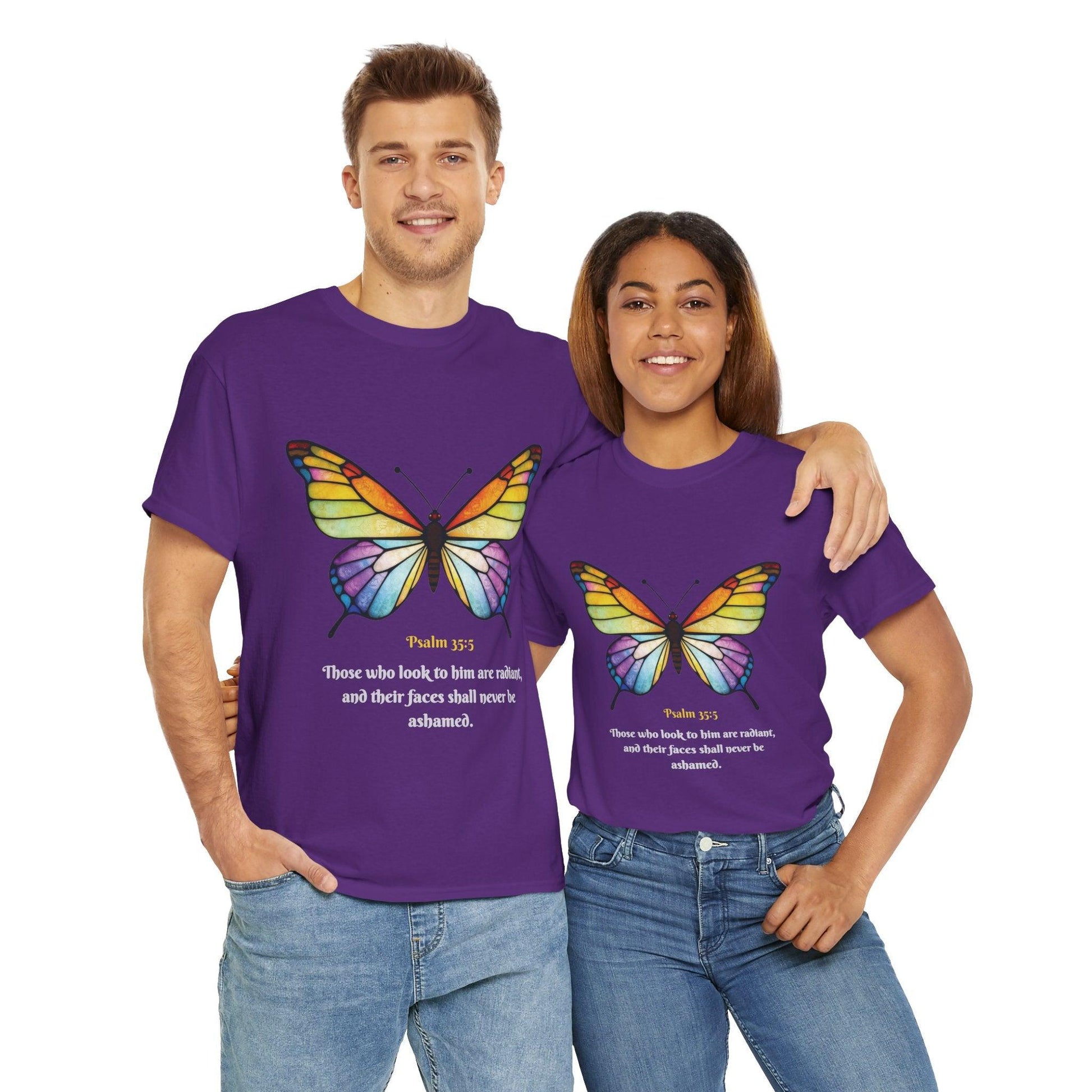 Psalm 35:5 Stained-Glass Butterfly Christian Tee - Motor Girl Boutique