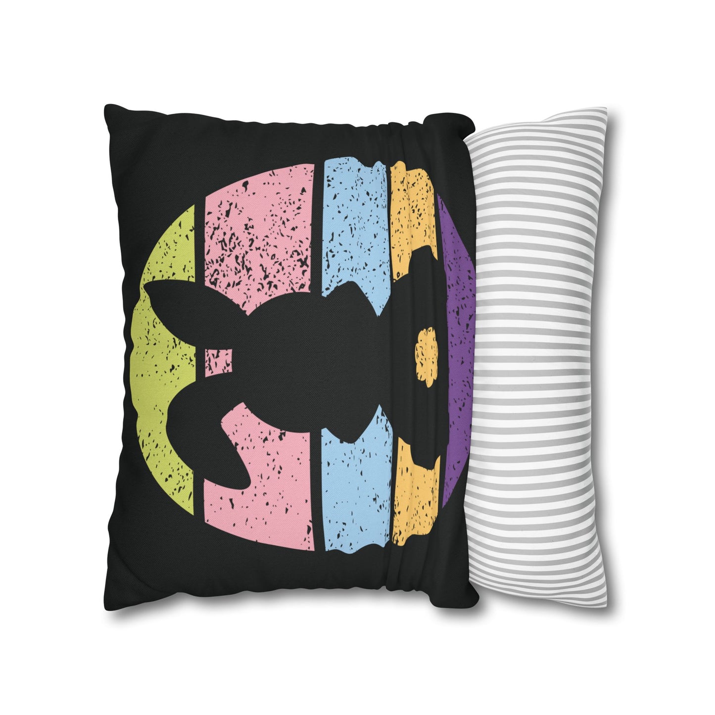 Retro Bunny Color Band Pillowcase – Double the Cuteness, Front and Back