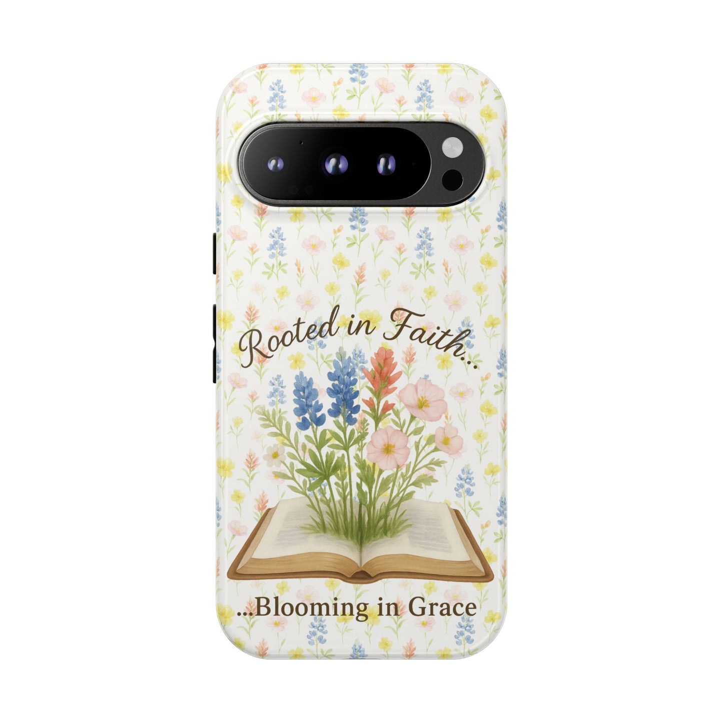 Rooted in Faith, Blooming in Grace Phone Case – Floral Scripture Design for iPhone & Samsung