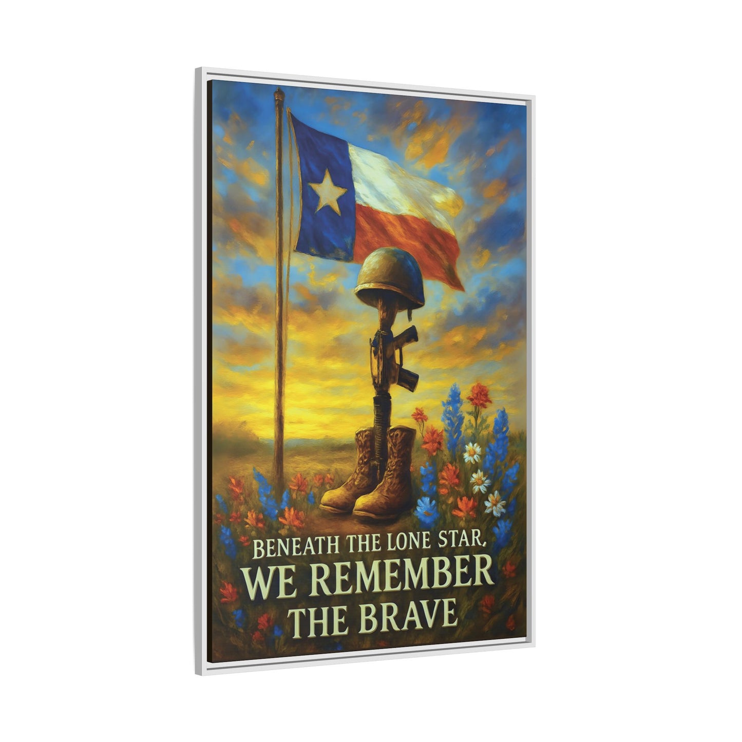 Beneath the Lone Star – Framed Texas Tribute Canvas Art