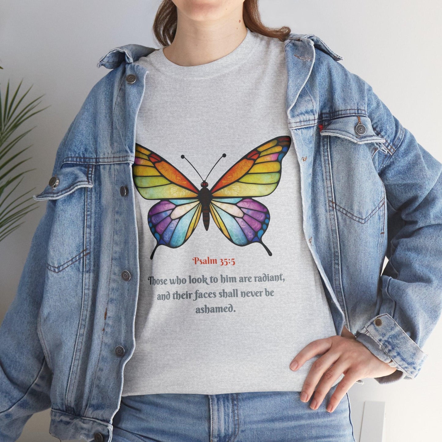 Psalm 35:5 Stained-Glass Butterfly Christian Tee - Motor Girl Boutique
