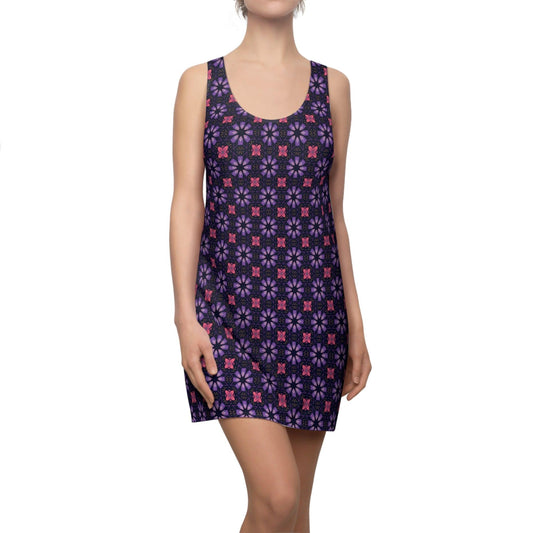 Racerback Dress - Purple and Pink Geometric Pattern - Motor Girl Boutique
