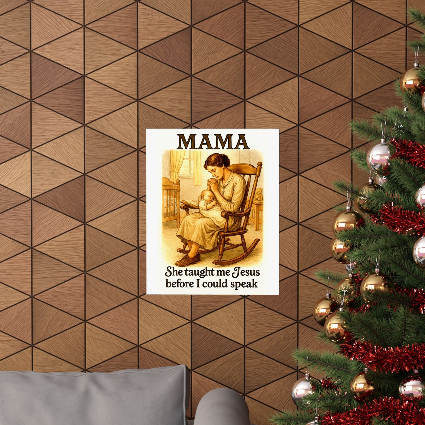 Mama – She Taught Me Jesus Before I Could Speak | Faithful Motherhood Wall Art Print