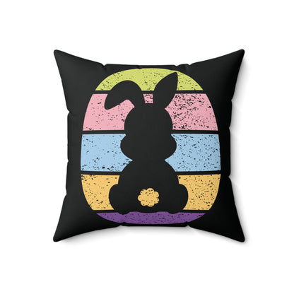 Retro Bunny Color Band Throw Pillow – Double the Cuteness, Front and Back